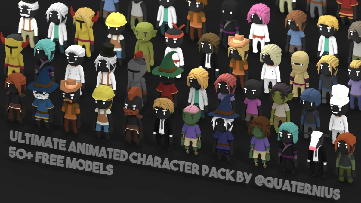 Quaternius animated character pack preview
